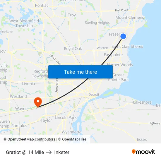 Gratiot @ 14 Mile to Inkster map