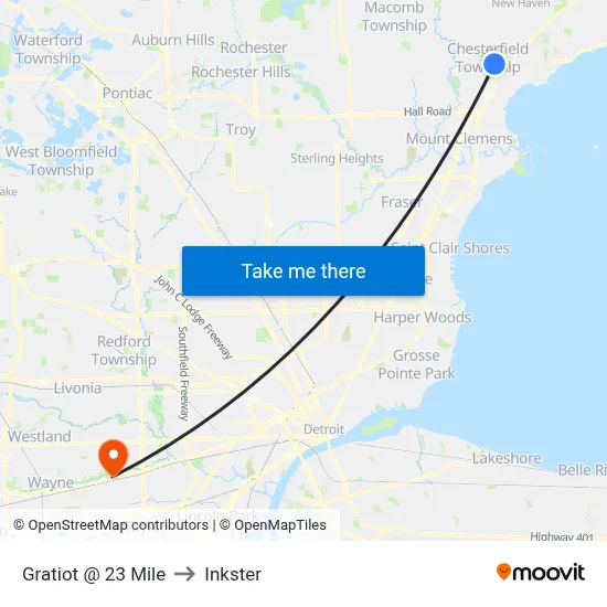 Gratiot @ 23 Mile to Inkster map
