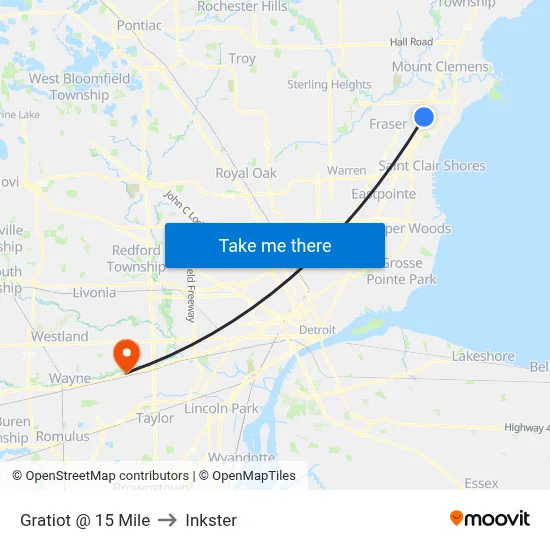 Gratiot & 15 Mile to Inkster map