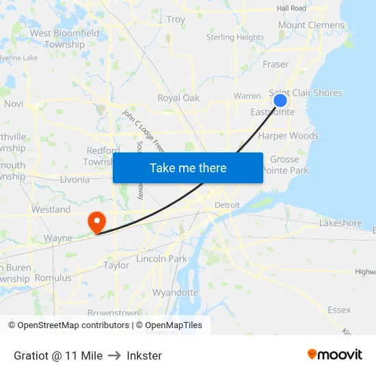 Gratiot @ 11 Mile to Inkster map