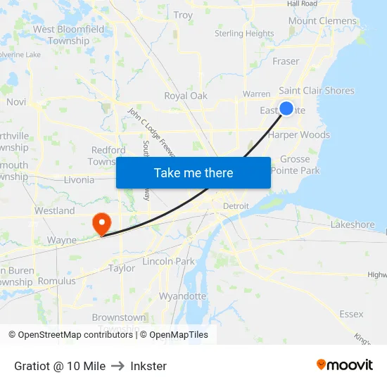 Gratiot & 10 Mile to Inkster map
