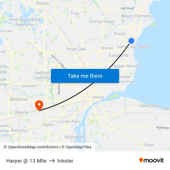 Harper & 13 Mile to Inkster map