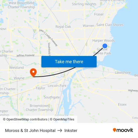 Moross & St John Hospital to Inkster map