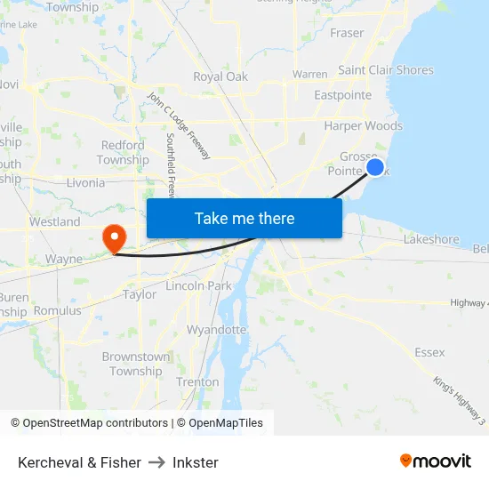 Kercheval & Fisher to Inkster map