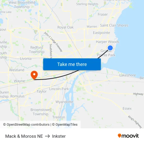 Mack & Moross NE to Inkster map