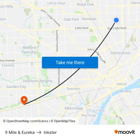 9 Mile & Eureka to Inkster map