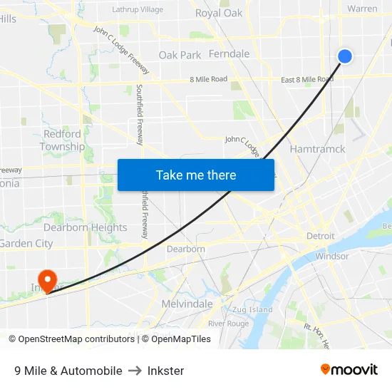 9 Mile & Automobile to Inkster map