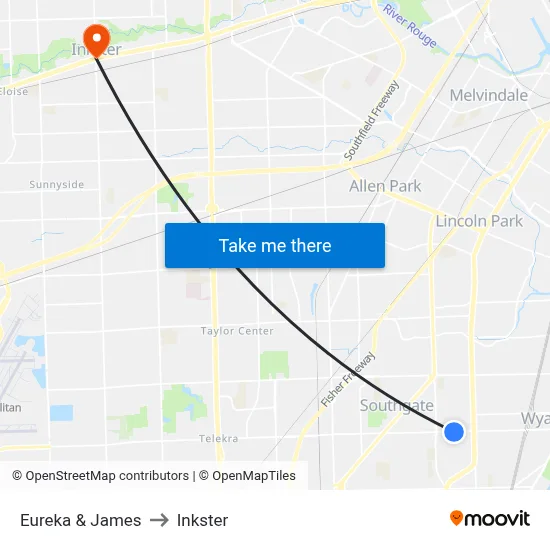 Eureka & James to Inkster map
