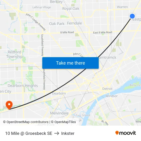 10 Mile @ Groesbeck SE to Inkster map