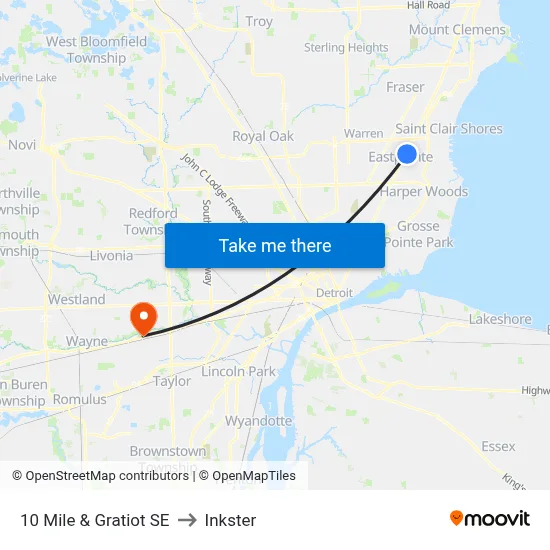 10 Mile & Gratiot SE to Inkster map