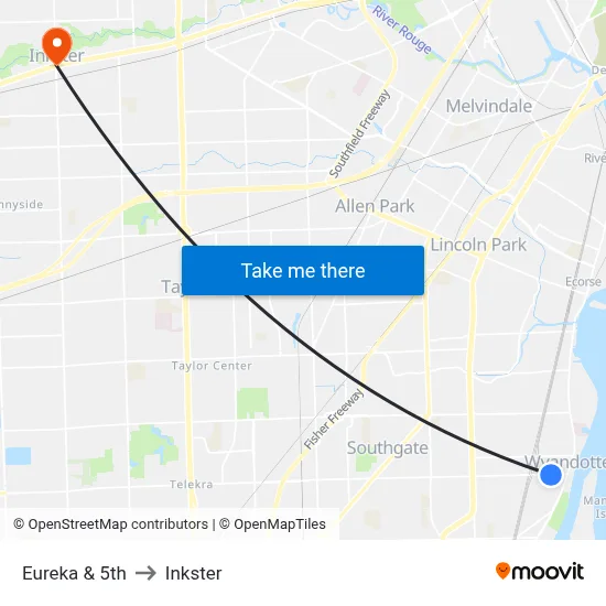 Eureka & 5th to Inkster map