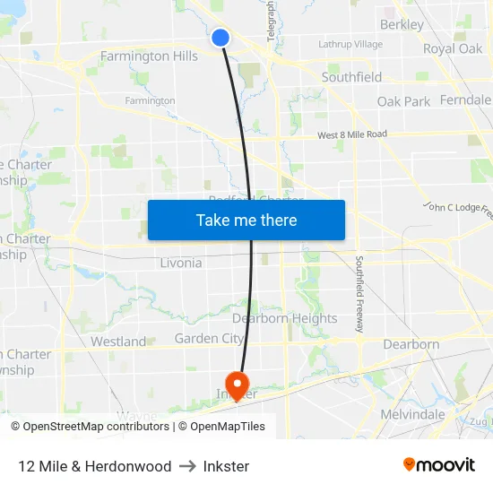 12 Mile & Herdonwood to Inkster map