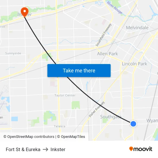 Fort & Eureka to Inkster map