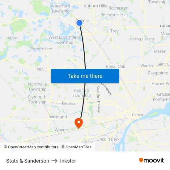 State & Sanderson to Inkster map