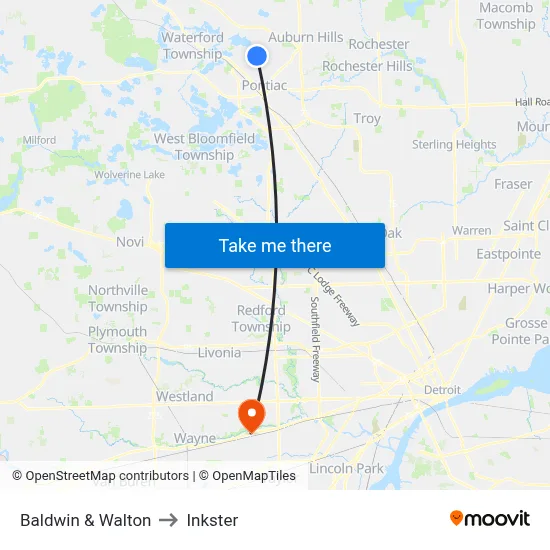 Baldwin & Walton to Inkster map