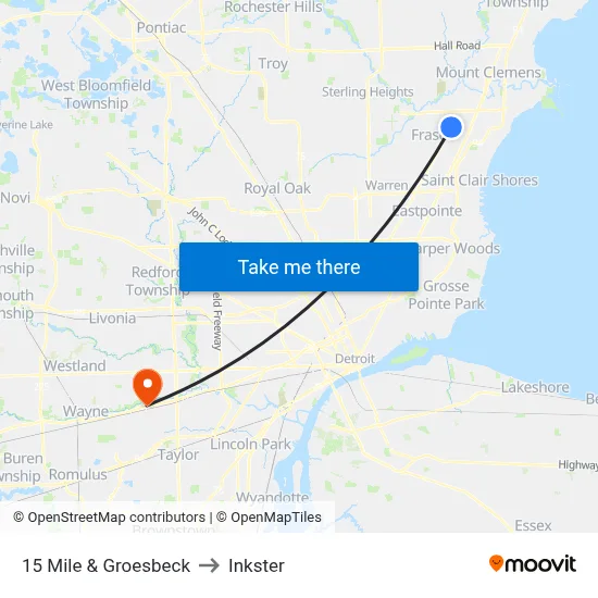 15 Mile & Groesbeck to Inkster map