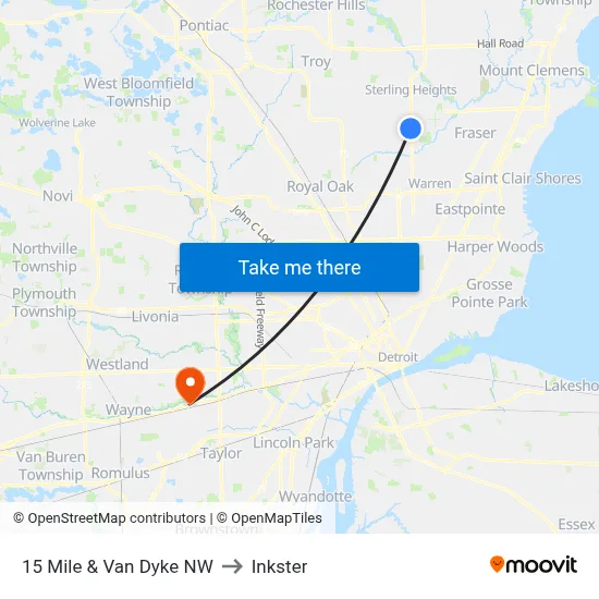 15 Mile & Van Dyke NW to Inkster map