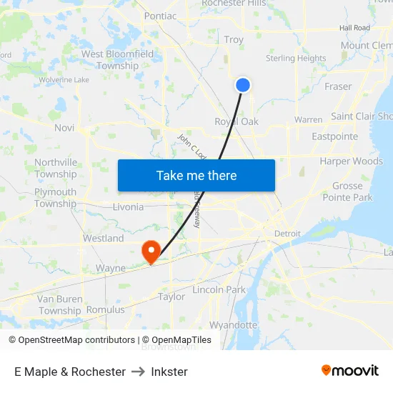 E Maple & Rochester to Inkster map
