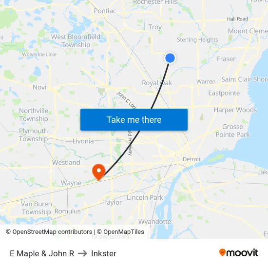 E Maple & John R to Inkster map