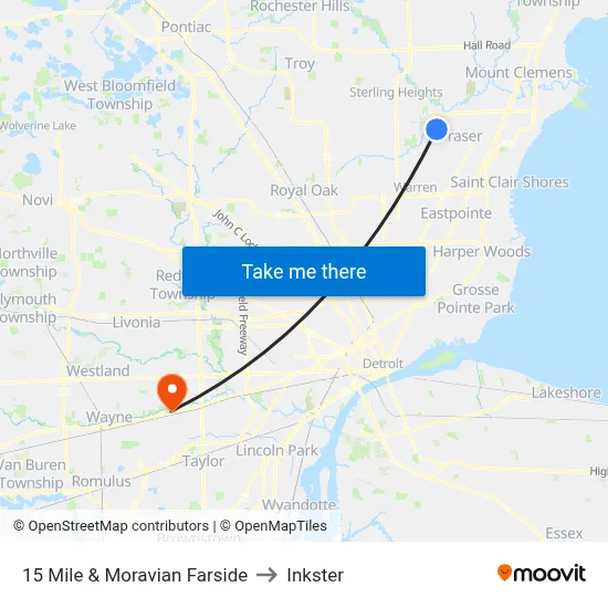 15 Mile & Moravian Farside to Inkster map
