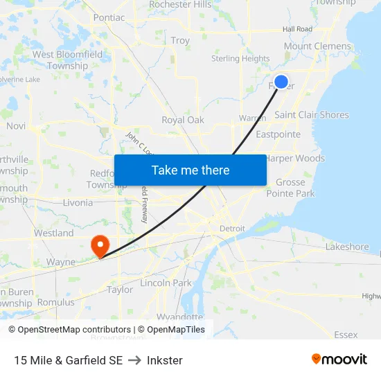 15 Mile & Garfield SE to Inkster map