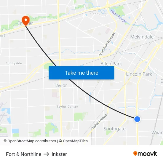 Fort & Northline to Inkster map