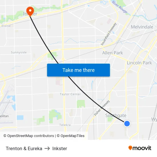 Trenton & Eureka to Inkster map