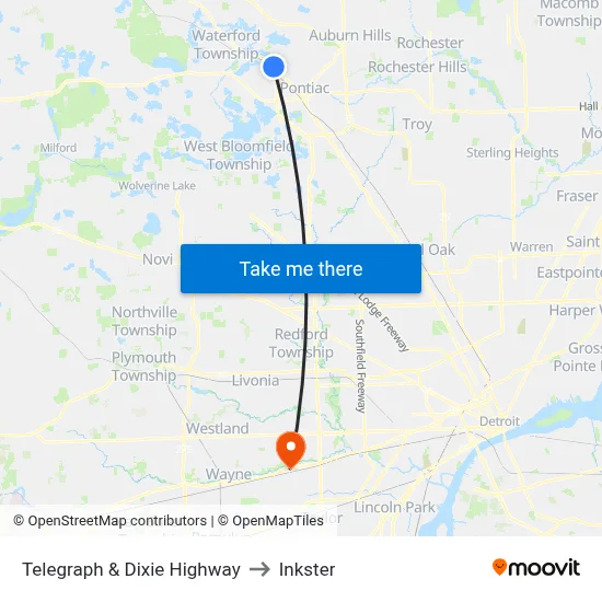 Telegraph & Dixie Highway to Inkster map