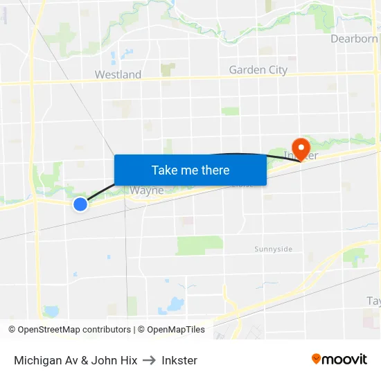 Michigan & John Hix to Inkster map