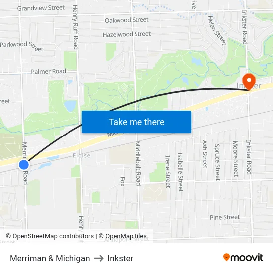 Merriman & Michigan to Inkster map