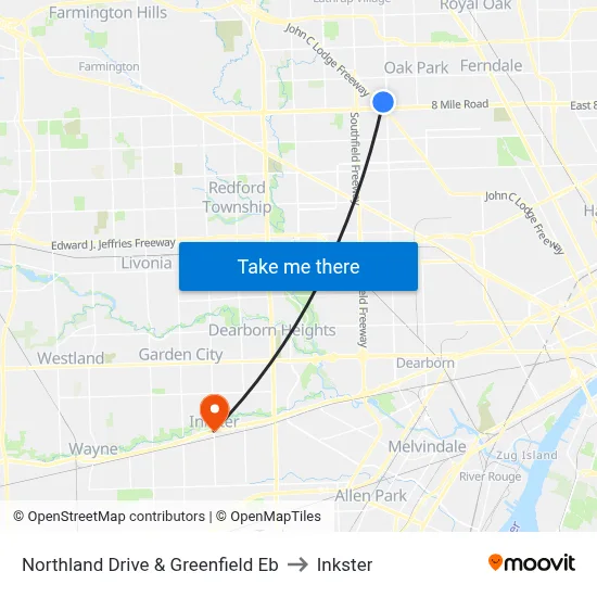 Northland Drive & Greenfield Eb to Inkster map