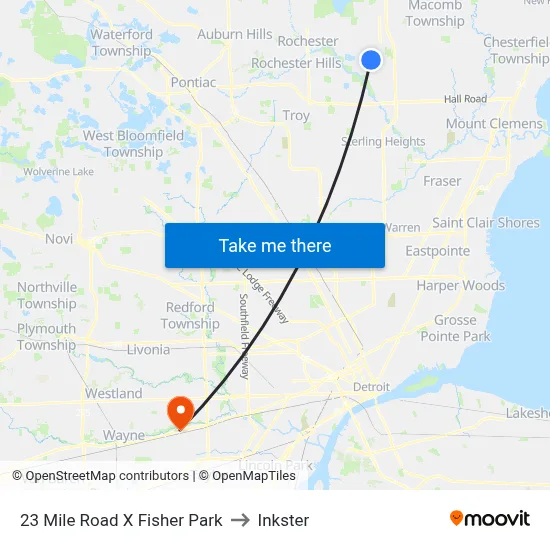 23 Mile @ Fisher Park to Inkster map