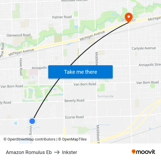 Amazon Romulus Eb to Inkster map