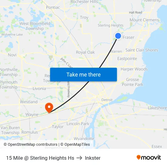 15 Mile @ Sterling Heights High School to Inkster map
