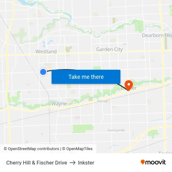 Cherry Hill & Fischer Drive to Inkster map