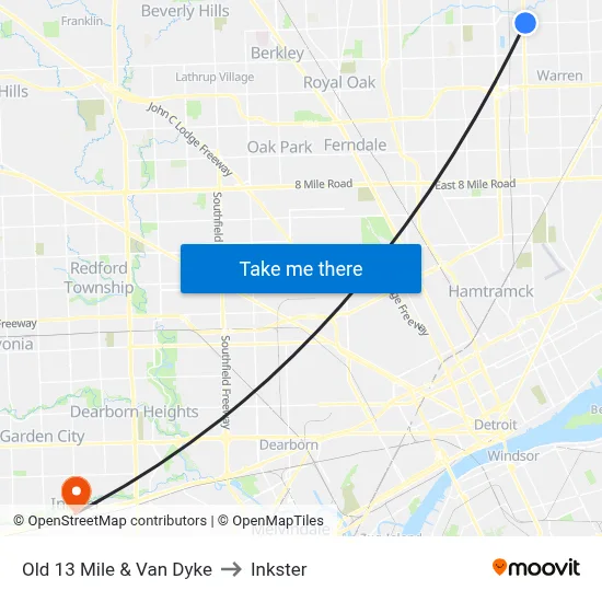 Old 13 Mile & Van Dyke to Inkster map