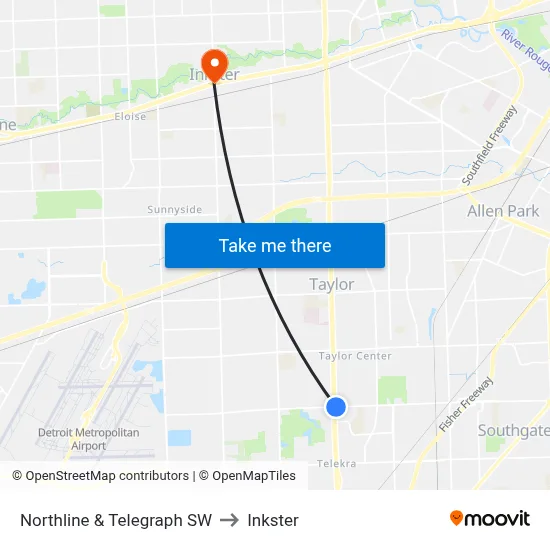 Northline & Telegraph SW to Inkster map
