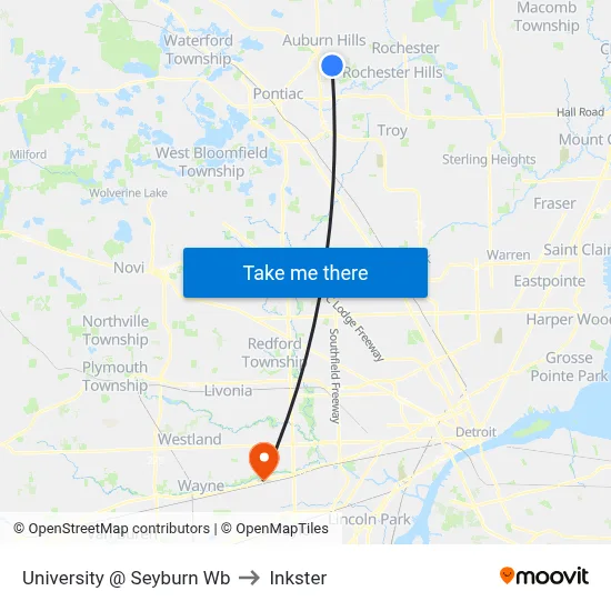 University @ Seyburn Wb to Inkster map