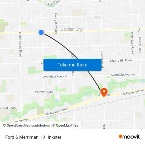 Ford & Merriman to Inkster map