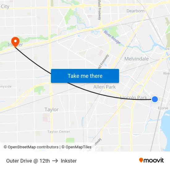 Outer Drive @ 12th to Inkster map