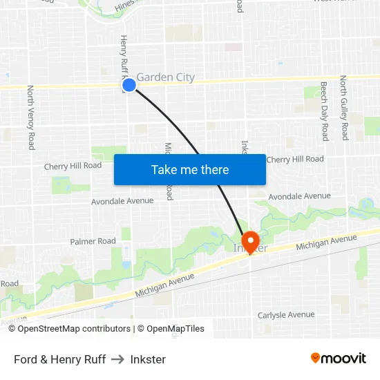 Ford & Henry Ruff to Inkster map