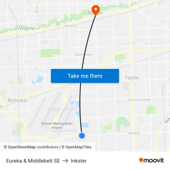 Eureka & Middlebelt SE to Inkster map