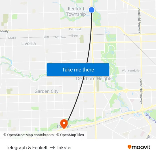 Telegraph & Fenkell to Inkster map