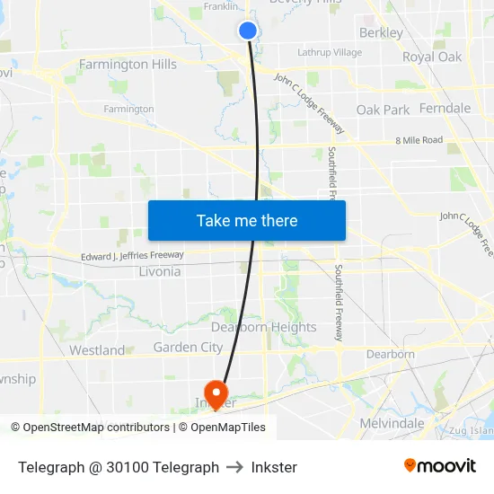 Telegraph @ 30100 Telegraph to Inkster map
