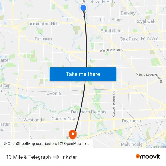 13 Mile & Telegraph to Inkster map