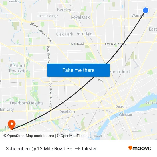 Schoenherr & 12 Mile SE to Inkster map