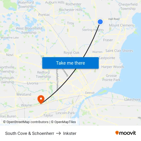 South Cove & Schoenherr to Inkster map
