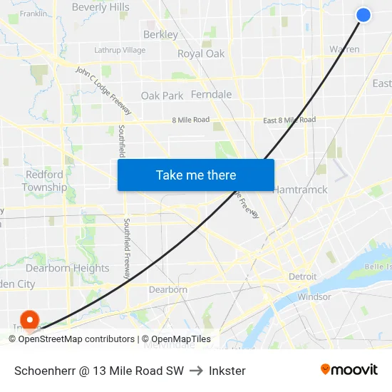 Schoenherr @ 13 Mile Road SW to Inkster map