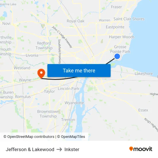 Jefferson & Lakewood to Inkster map