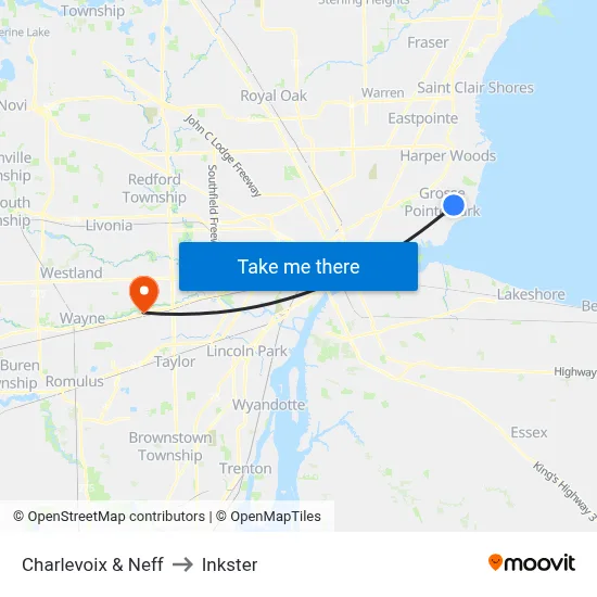 Charlevoix & Neff to Inkster map